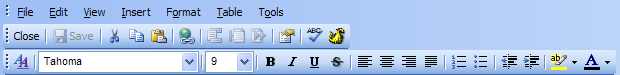 Cover letter menu and toolbars